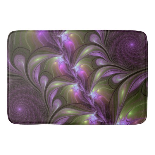 Colorful Abstract Violet Paars Khaki Fractal Art Badmat (Voorkant)