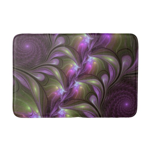 Colorful Abstract Violet Paars Khaki Fractal Art Badmat (Voorkant)