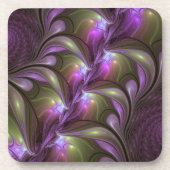 Colorful Abstract Violet Paars Khaki Fractal Art Bier Onderzetter (Voorkant)