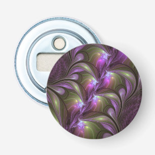 Colorful Abstract Violet Paars Khaki Fractal Art Button Flesopener