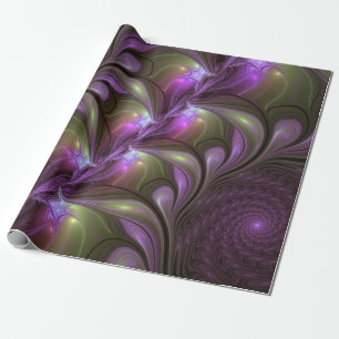 Colorful Abstract Violet Paars Khaki Fractal Art Cadeaupapier
