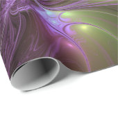 Colorful Abstract Violet Paars Khaki Fractal Art Cadeaupapier (Rol Hoek)