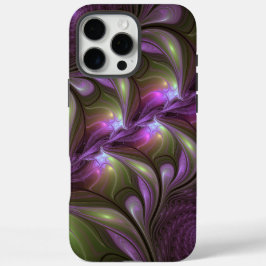 Colorful Abstract Violet Paars Khaki Fractal Art iPhone 16 Pro Max Hoesje