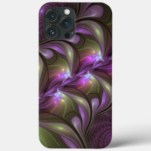 Colorful Abstract Violet Paars Khaki Fractal Art Case-Mate iPhone Case