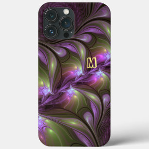 Colorful Abstract Violet Paars Khaki Fractal Art Case-Mate iPhone Case