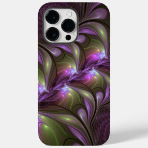 Colorful Abstract Violet Paars Khaki Fractal Art Case-Mate iPhone 14 Pro Max Hoesje