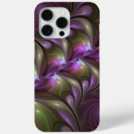 Colorful Abstract Violet Paars Khaki Fractal Art iPhone 15 Pro Max Hoesje