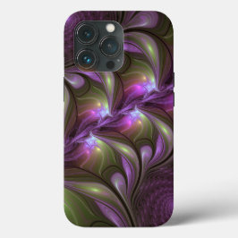 Colorful Abstract Violet Paars Khaki Fractal Art Case-Mate iPhone Case