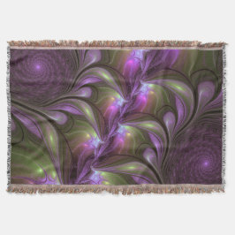 Colorful Abstract Violet Paars Khaki Fractal Art Deken