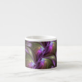 Colorful Abstract Violet Paars Khaki Fractal Art Espresso Kop (Voorkant)