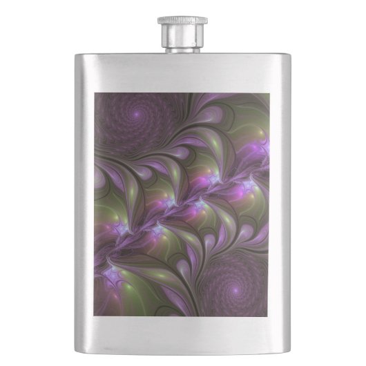 Colorful Abstract Violet Paars Khaki Fractal Art Flacon (Voorkant)