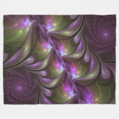 Colorful Abstract Violet Paars Khaki Fractal Art Fleece Deken (Voorkant (Horizontaal))