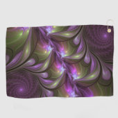 Colorful Abstract Violet Paars Khaki Fractal Art Golfhanddoek (Horizontaal)
