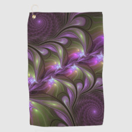Colorful Abstract Violet Paars Khaki Fractal Art Golfhanddoek
