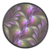 Colorful Abstract Violet Paars Khaki Fractal Art Hockey Puck (Voorkant)