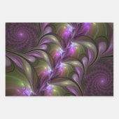 Colorful Abstract Violet Paars Khaki Fractal Art Inpakpapier Vel (Voorkant 3)