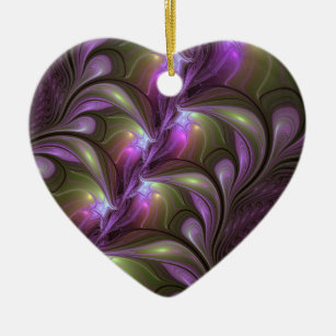 Colorful Abstract Violet Paars Khaki Fractal Art Keramisch Ornament