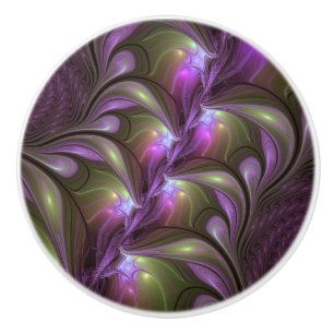 Colorful Abstract Violet Paars Khaki Fractal Art Keramische Knop