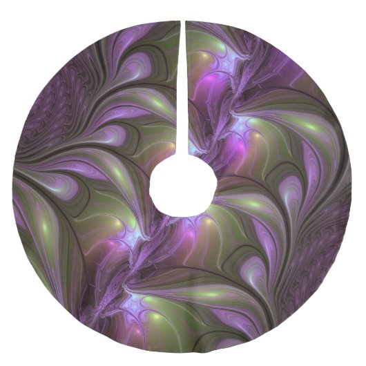 Colorful Abstract Violet Paars Khaki Fractal Art Kerstboom Rok (Voorkant)