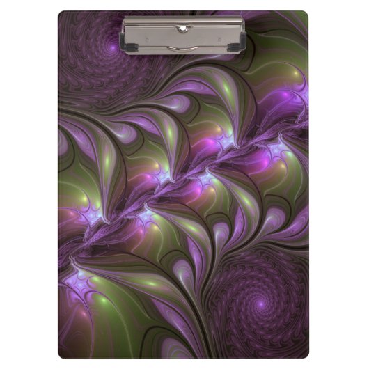 Colorful Abstract Violet Paars Khaki Fractal Art Klembord (Voorkant)