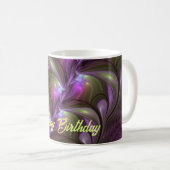 Colorful Abstract Violet Paars Khaki Fractal Art Koffiemok (Voorkant rechts)