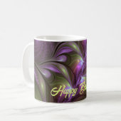 Colorful Abstract Violet Paars Khaki Fractal Art Koffiemok (Voorkant links)