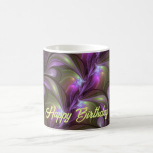 Colorful Abstract Violet Paars Khaki Fractal Art Koffiemok