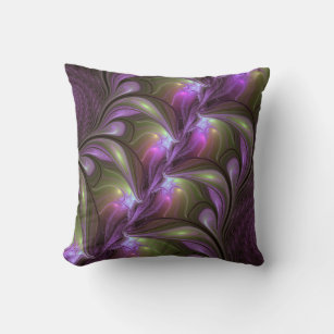 Colorful Abstract Violet Paars Khaki Fractal Art Kussen