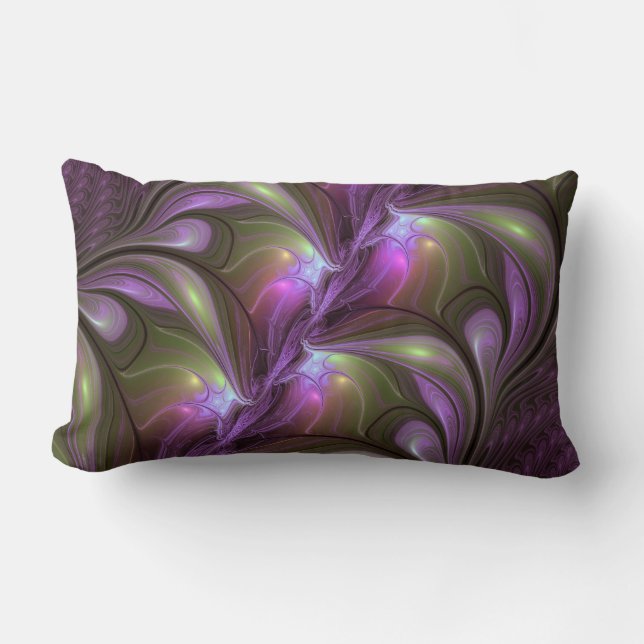 Colorful Abstract Violet Paars Khaki Fractal Art Kussen (Voorkant)