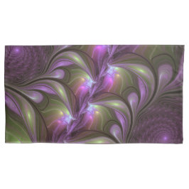 Colorful Abstract Violet Paars Khaki Fractal Art Kussensloop