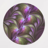 Colorful Abstract Violet Paars Khaki Fractal Art Labels (Design 2)