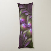 Colorful Abstract Violet Paars Khaki Fractal Art Lichaamskussen (Achterkant (Verticaal))