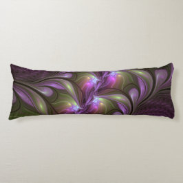Colorful Abstract Violet Paars Khaki Fractal Art Lichaamskussen