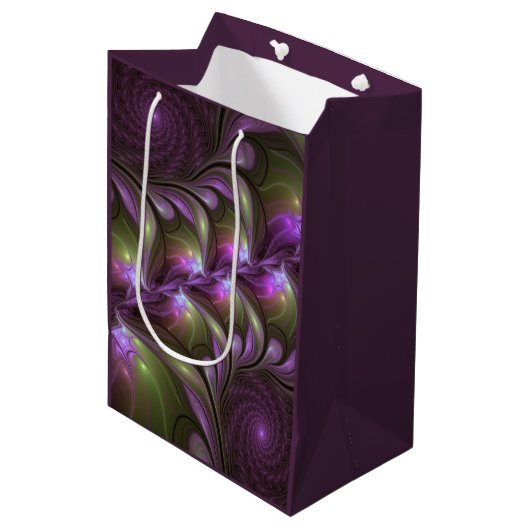 Colorful Abstract Violet Paars Khaki Fractal Art Medium Cadeauzakje (Voorkant Gekanteld)