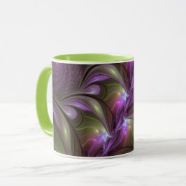 Colorful Abstract Violet Paars Khaki Fractal Art Mok