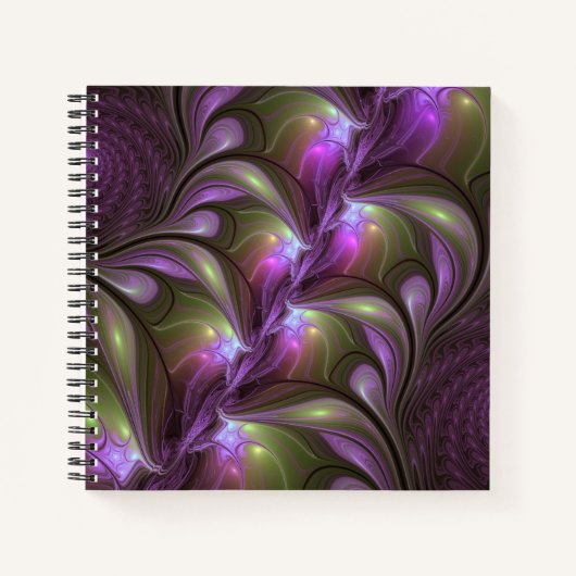 Colorful Abstract Violet Paars Khaki Fractal Art Notitieboek (Voorkant)