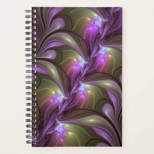 Colorful Abstract Violet Paars Khaki Fractal Art Planner (Voorkant)