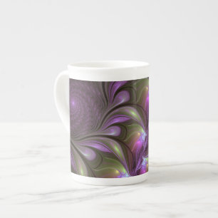 Colorful Abstract Violet Paars Khaki Fractal Art Porselein Kop