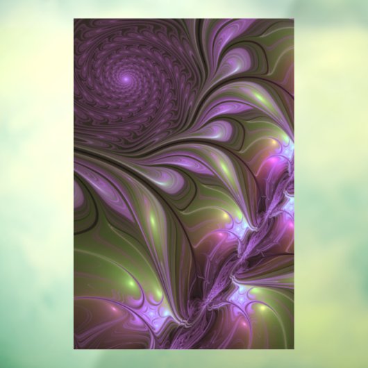 Colorful Abstract Violet Paars Khaki Fractal Art Raamsticker (Vel 3)