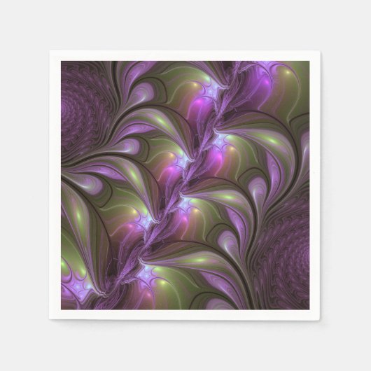 Colorful Abstract Violet Paars Khaki Fractal Art Servet (Voorkant)