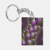 Colorful Abstract Violet Paars Khaki Fractal Art Sleutelhanger (Voorkant Links)