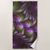 Colorful Abstract Violet Paars Khaki Fractal Art Strandlaken (Voorkant)