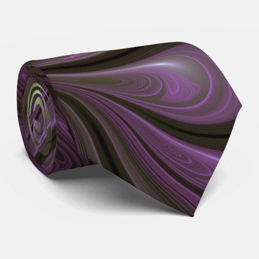 Colorful Abstract Violet Paars Khaki Fractal Art Stropdas (Opgerold)