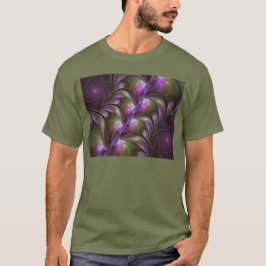 Colorful Abstract Violet Paars Khaki Fractal Art T-shirt