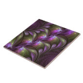Colorful Abstract Violet Paars Khaki Fractal Art Tegeltje (Zijkant)