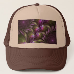 Colorful Abstract Violet Paars Khaki Fractal Art Trucker Pet