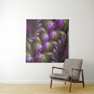 Colorful Abstract Violet Paars Khaki Fractal Art Wandkleed