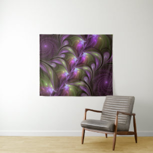 Colorful Abstract Violet Paars Khaki Fractal Art Wandkleed