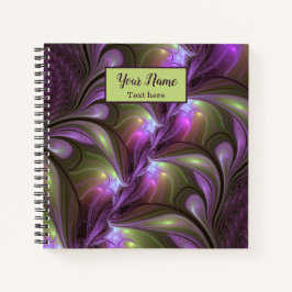 Colorful Abstract Violet Paars Khaki Fractal Name Notitieboek