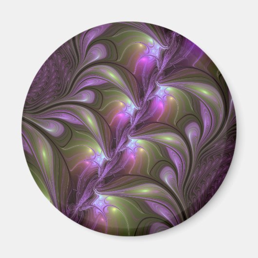 Colorful Abstract Violet Purple Khaki Fractal Art Magneet (Voorkant)